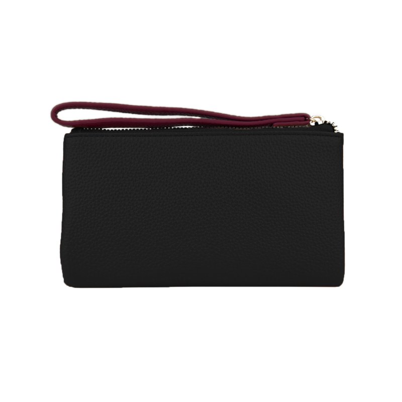 Conte Massimo Cartera Mujer de Piel Sintética PU Martillada con Correa de Muñeca Extraíble, Bicolor, Larga — detalle