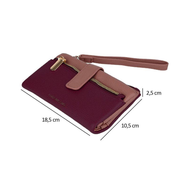 Conte Massimo Cartera Mujer de Piel Sintética PU Martillada con Correa de Muñeca Extraíble, Bicolor, Larga — vista 10
