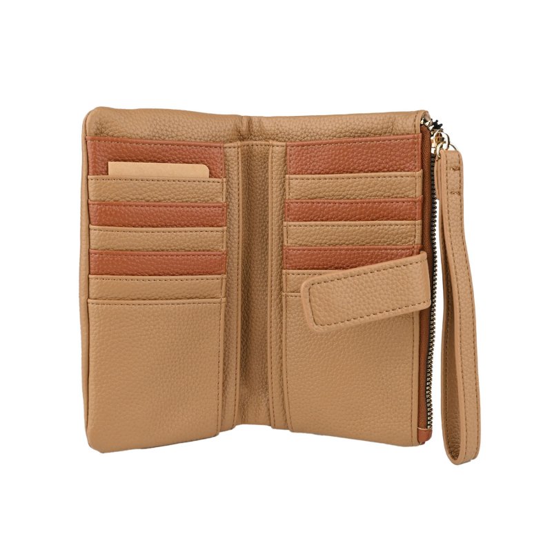 Conte Massimo Portefeuille Femme en Similicuir PU Martelé avec Dragonne Amovible, Bicolore, Long — vue 16