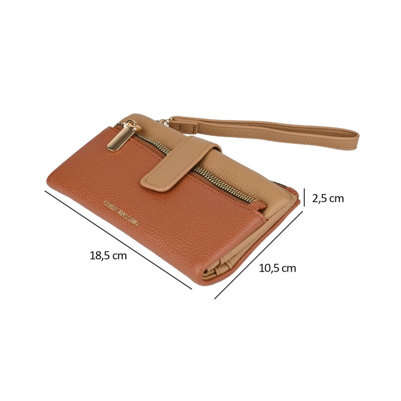 Conte Massimo Cartera Mujer de Piel Sintética PU Martillada con Correa de Muñeca Extraíble, Bicolor, Larga — vista 17