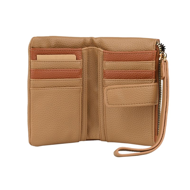 Conte Massimo Women's Small Wallet in Hammered PU, Two-Tone with Removable Wrist Strap — view 16