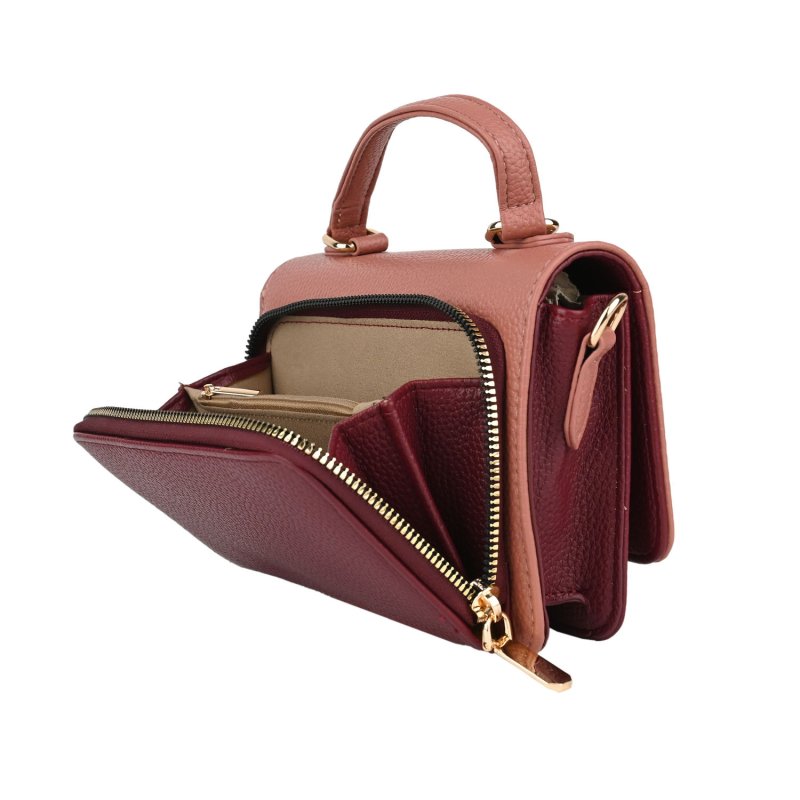 CONTE MASSIMO Elegante Damen-Umhängetasche aus zweifarbigem Kunstleder, Mini-Tasche fürs Handy — Ansicht 10