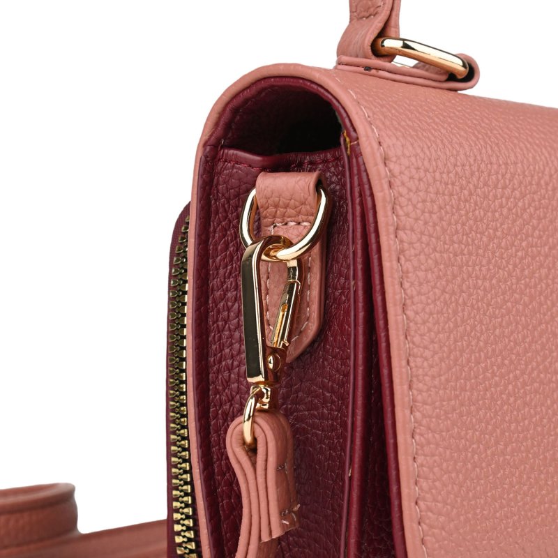 CONTE MASSIMO Women's Elegant Crossbody Bag in Two-Tone Faux Leather, Phone Pouch — view 15