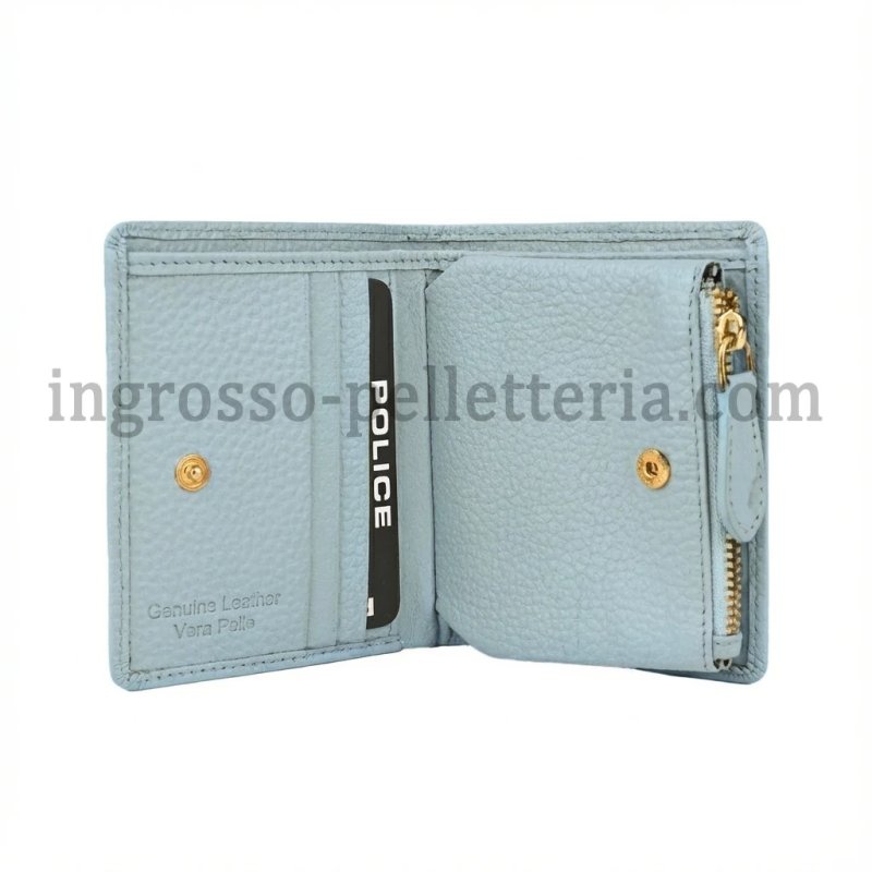 Police Cartera Mujer de Piel Auténtica Compacta con Botón y Cremallera, Monedero y Caja de Regalo — vista 34