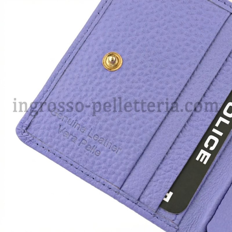 Police Cartera Mujer de Piel Auténtica Compacta con Botón y Cremallera, Monedero y Caja de Regalo — vista 32