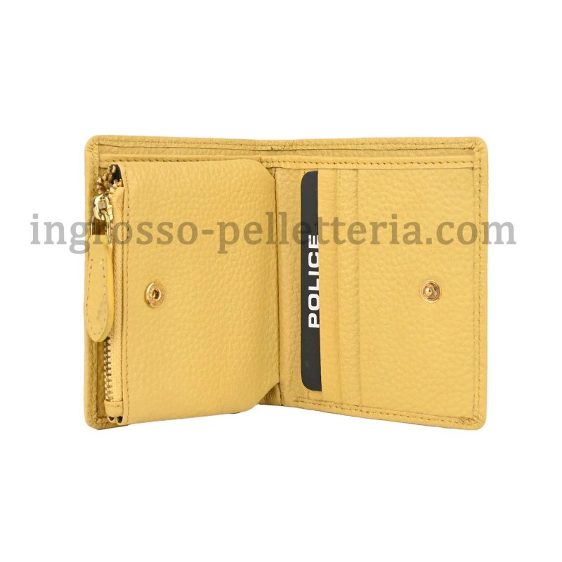 Police Women's Compact Genuine Leather Wallet with Snap and Zip, Coin Pocket and Gift Box — back view