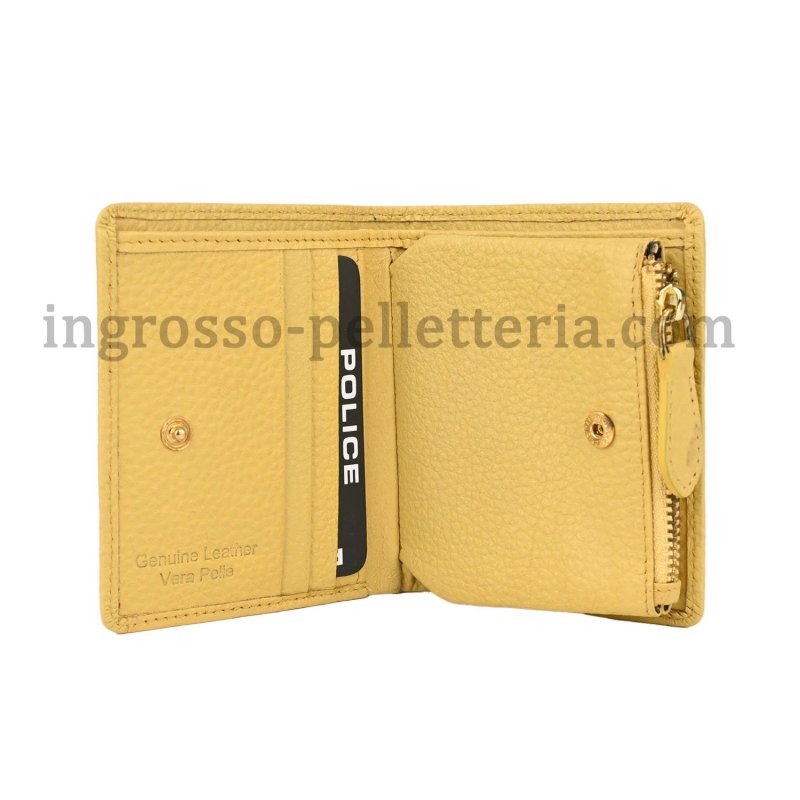 Police Portefeuille Femme en Cuir Véritable Compact avec Bouton et Fermeture Éclair, Porte-Monnaie et Coffret … — vue de face