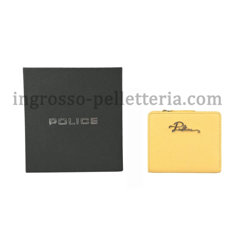 Police Women's Compact Genuine Leather Wallet with Snap and Zip, Coin Pocket and Gift Box — logo detail