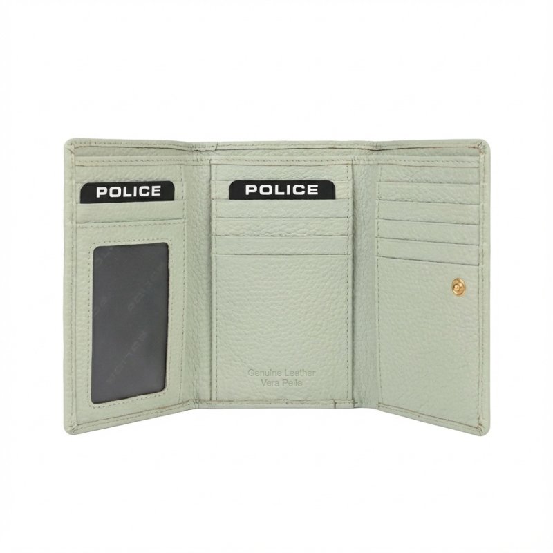 Police Cartera de Mujer en Piel Auténtica Compacta con Botón y Cremallera, Monedero y Caja de Regalo — vista 23