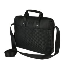 Police Men's Black Work Bag, PU, Laptop Messenger, Document Holder, Office, University, Business