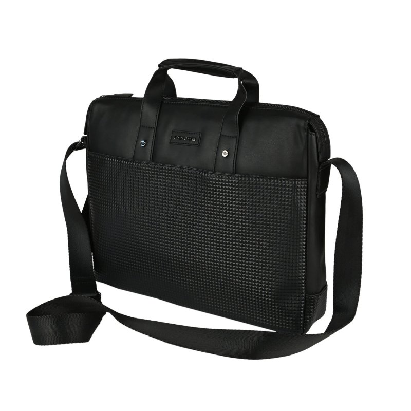 Police Sac de Travail Homme Noir, en PU, Bandoulière Porte-PC, Besace Porte-documents, Bureau, Université, Cartable Business