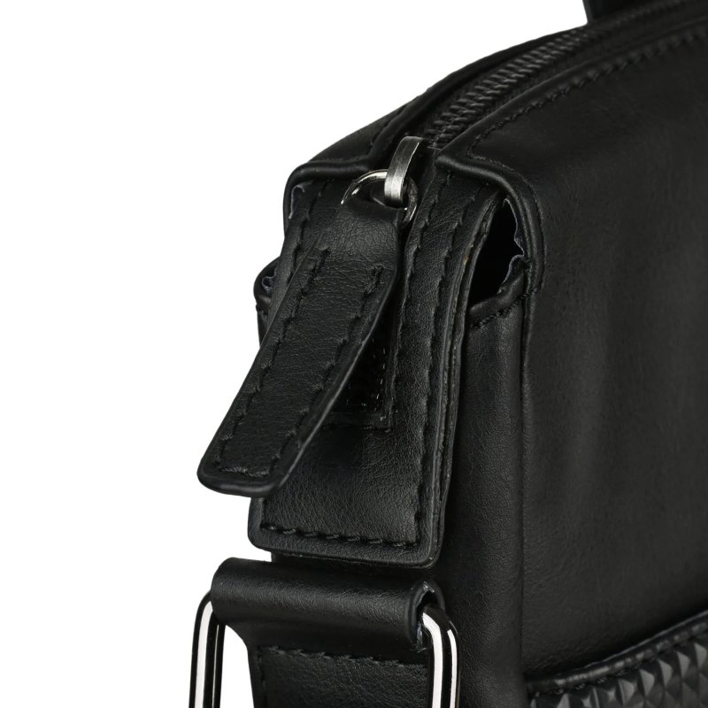 Police Sac de Travail Homme Noir, en PU, Bandoulière Porte-PC, Besace Porte-documents, Bureau, Université, Cartable… — vue 10