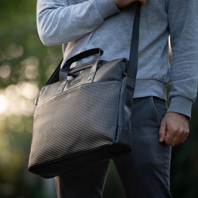 Police Sac de Travail Homme Noir, en PU, Bandoulière Porte-PC, Besace Porte-documents, Bureau, Université, Carta… — intérieur