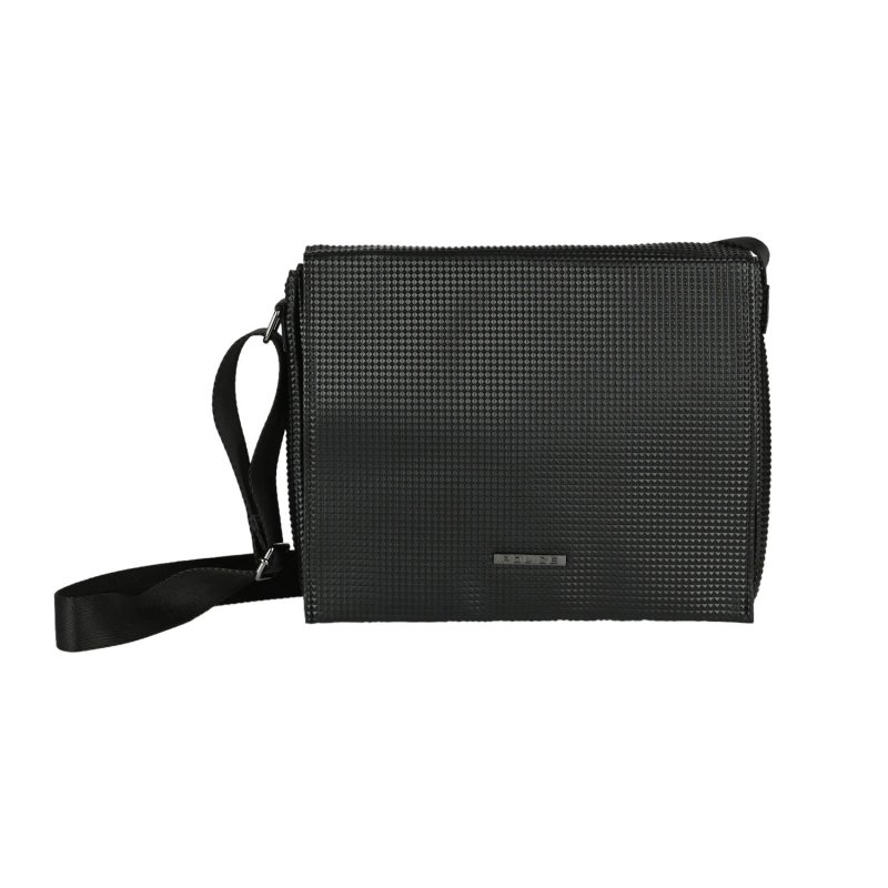Police Men's Black Crossbody Bag, in PU, Messenger Bag with 3D Pyramid Texture, Elegant and Casual Shoulder Bag