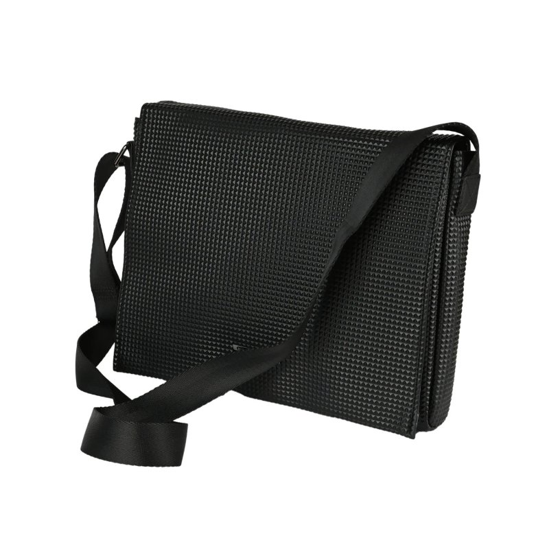 Police Sac à Bandoulière Homme Noir, en PU, Messenger Bag à Texture 3D en Pyramides, Sac Épaule Sacoche Élégan… — détail logo