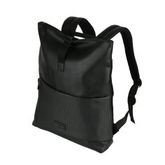 Sac à dos Police Homme Noir Élégant, en PU, pour le Travail, avec Compartiment PC 17'', Voyage, Université, 16 L