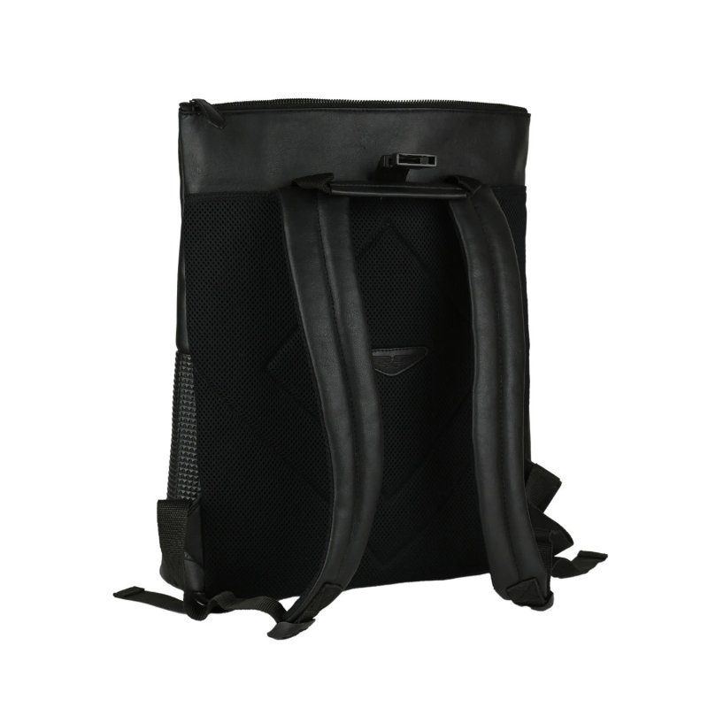 Police Men's Black Elegant Backpack, in PU, For Work, with Laptop Compartment up to 17'', Travel, University, 16 L — detail