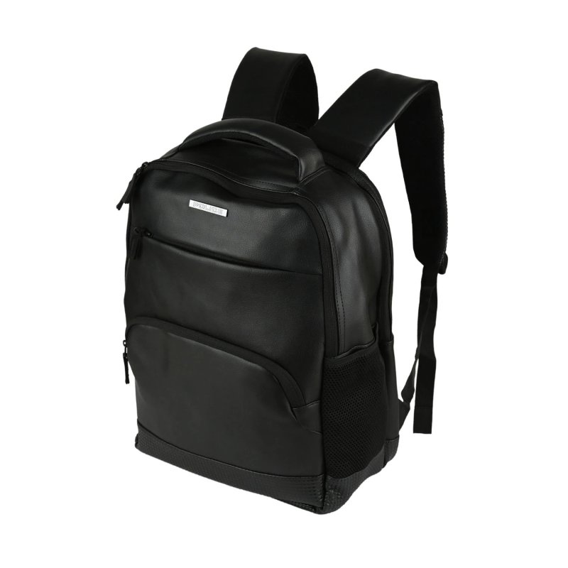 Mochila Police Casual Elegante Negra, en PU, Correas Acolchadas, Duradera y Resistente, Universidad 30 L
