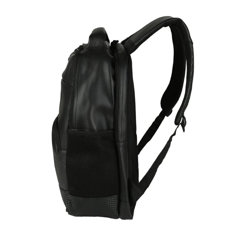 Mochila Police Casual Elegante Negra, en PU, Correas Acolchadas, Duradera y Resistente, Universidad 30 L — vista frontal