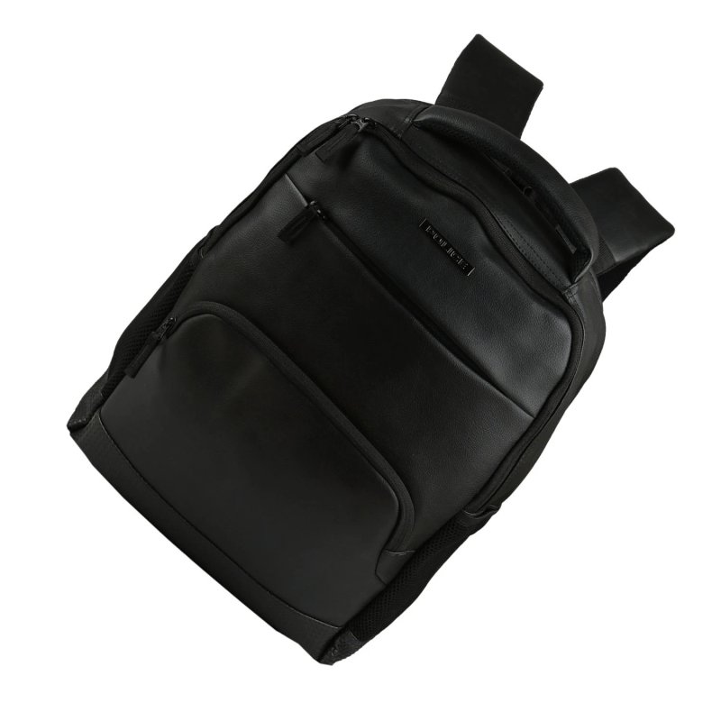 Sac à dos Police Casual Élégant Noir, en PU, Bretelles Rembourrées, Durable et Résistant, Université 30 L — vue arrière