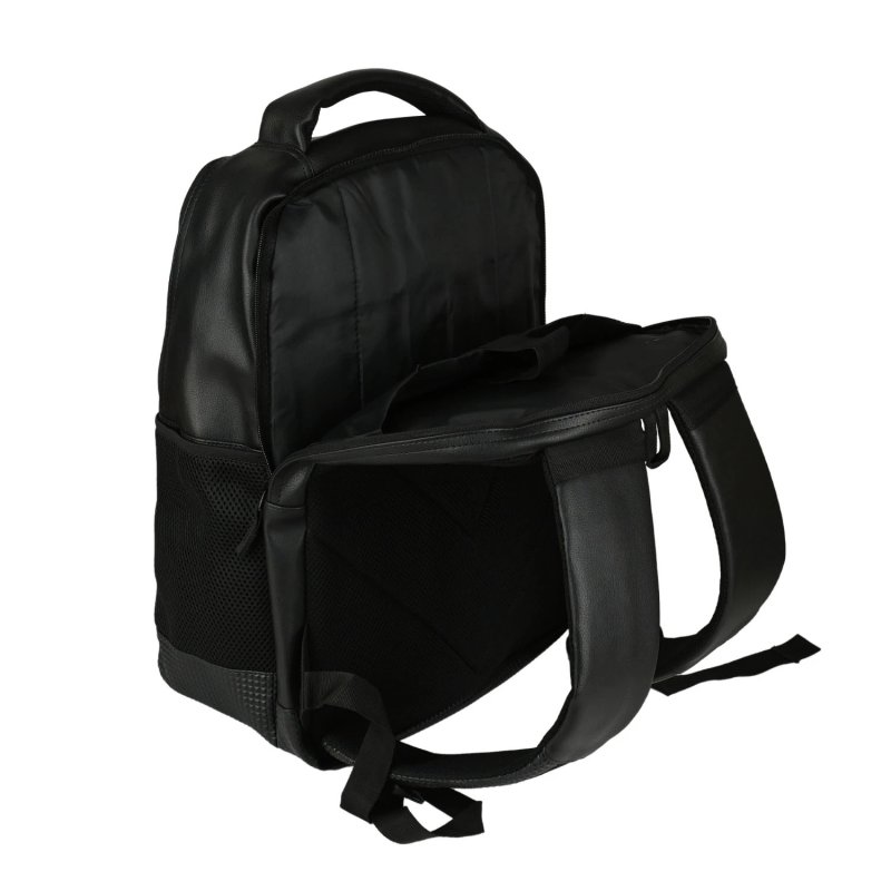 Mochila Police Casual Elegante Negra, en PU, Correas Acolchadas, Duradera y Resistente, Universidad 30 L — detalle