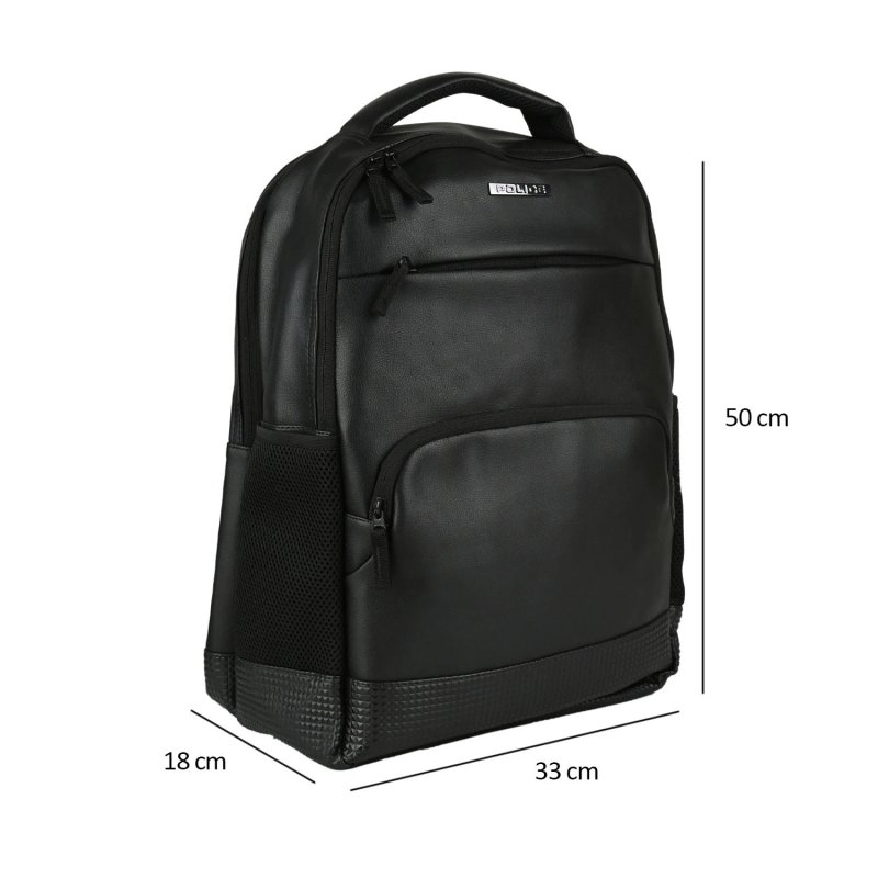 Mochila Police Casual Elegante Negra, en PU, Correas Acolchadas, Duradera y Resistente, Universidad 30 L — vista 7