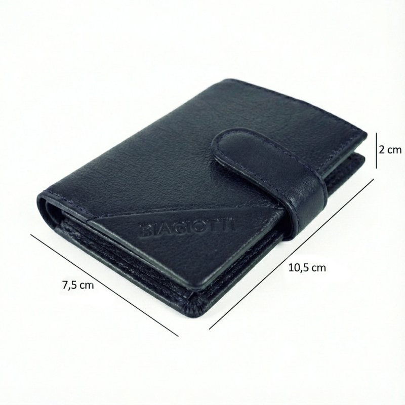 BIAGIOTTI UOMO Automatic Genuine Leather Wallet with RFID Card Case, Coin Pocket and Snap Closure, With Box — front view
