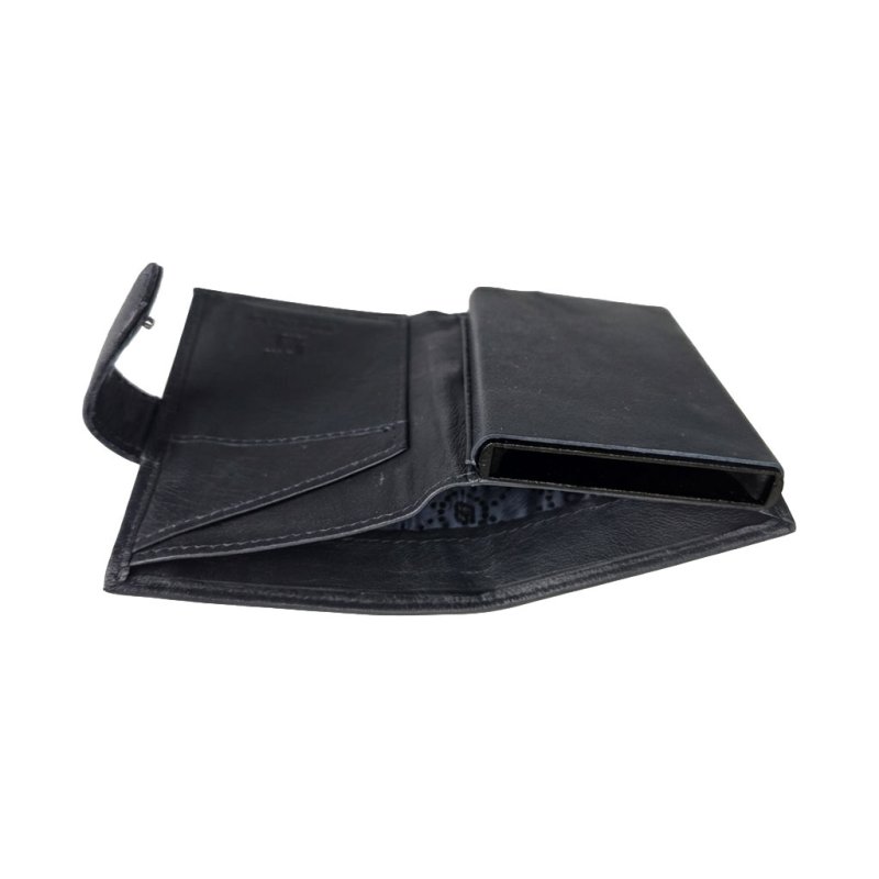 BIAGIOTTI UOMO Automatic Genuine Leather Wallet with RFID Card Case, Coin Pocket and Snap Closure, With Box — back view