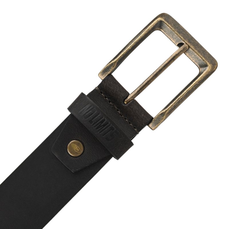 No Limits Men's Belt in Genuine Leather, 4 cm High, Can Be Shortened, No Stitching, Sporty Used-Look with Aged Bras… — view 8