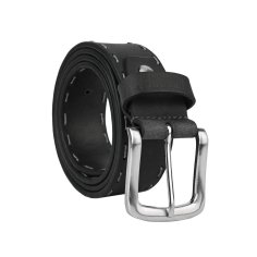 Ceinture Homme No Limits en cuir véritable, haute de 4 cm, raccourcissable, avec couture point sellier, boucle sans nickel