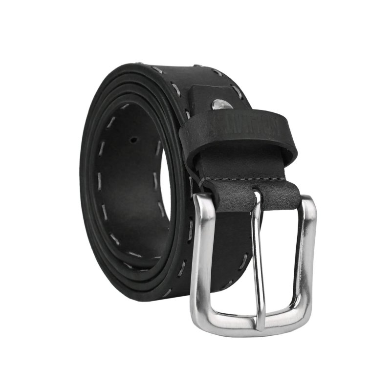 Ceinture Homme No Limits en cuir véritable, haute de 4 cm, raccourcissable, avec couture point sellier, boucle sans nickel