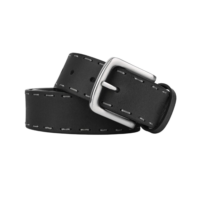No Limits Men's Belt in Genuine Leather, 4 cm High, Can Be Shortened, Saddle Stitching, Nickel Free Buckle — front view