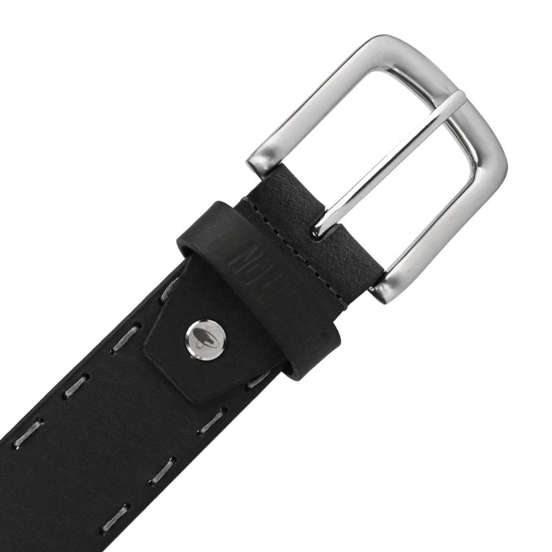 No Limits Herrengürtel aus echtem Leder, 4 cm hoch, kürzbar, mit Sattelstich-Naht, Schnalle nickelfrei — Rückansicht