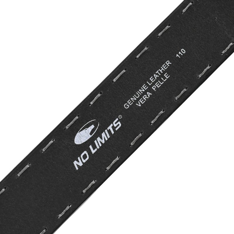 Ceinture Homme No Limits en cuir véritable, haute de 4 cm, raccourcissable, avec couture point sellier, boucle… — détail logo