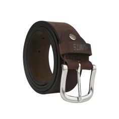 No Limits Men's Belt in Genuine Leather, 4 cm High, Can Be Shortened, No Stitching, Aged Effect, Nickel Free Buckle
