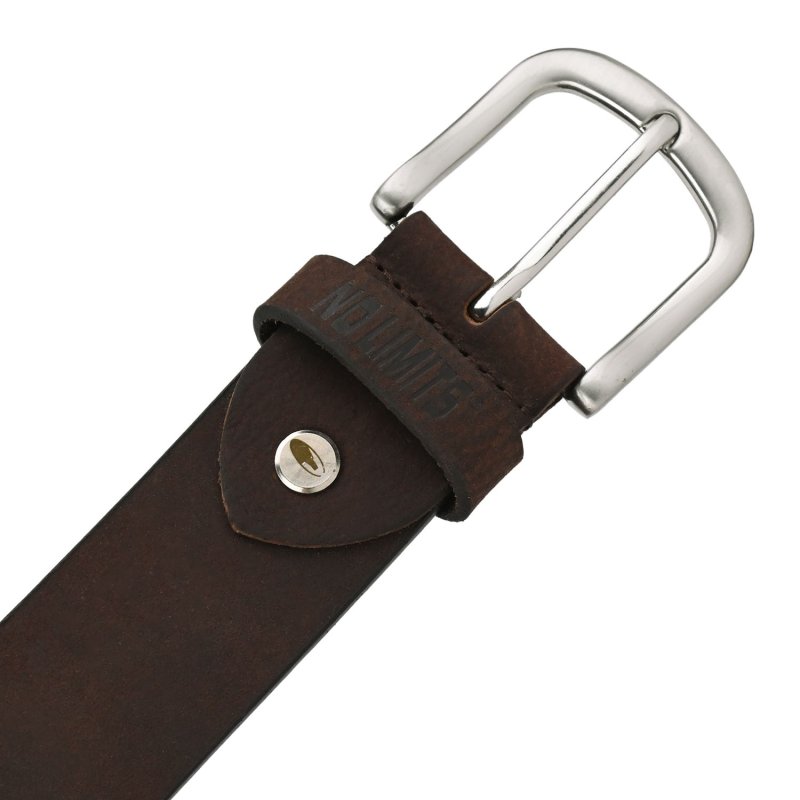 No Limits Men's Belt in Genuine Leather, 4 cm High, Can Be Shortened, No Stitching, Aged Effect, Nickel Free Buc… — back view