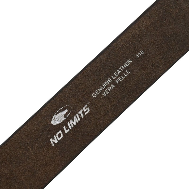 No Limits Men's Belt in Genuine Leather, 4 cm High, Can Be Shortened, No Stitching, Aged Effect, Nickel Free Buckle — detail