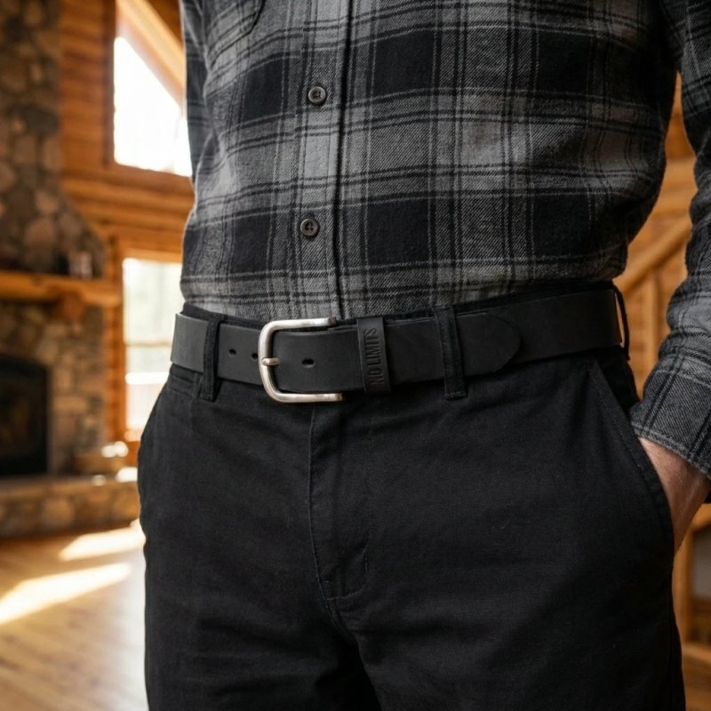 No Limits Men's Belt in Genuine Leather, 4 cm High, Can Be Shortened, No Stitching, Aged Effect, Nickel Free Buckle — view 12