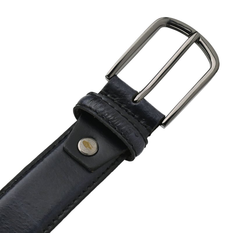 No Limits Men's Genuine Leather Belt, 3.5 cm High, Can Be Shortened, With Stitching, Classic, Used Effect, Nicke… — back view