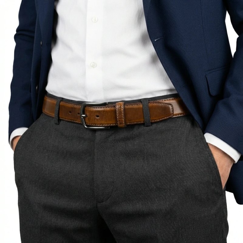 No Limits Men's Genuine Leather Belt, 3.5 cm High, Can Be Shortened, With Stitching, Classic, Used Effect, Nickel … — view 12