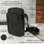 No Limits Herren-Umhängetasche, Wasserdicht, Soft-Touch, Orangefarbenes Futter, Multi-Tasche, Klein — Vorderansicht