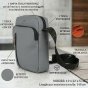No Limits Herren-Umhängetasche, Wasserdicht, Soft-Touch, Orangefarbenes Futter, Multi-Tasche, Klein — Ansicht 12