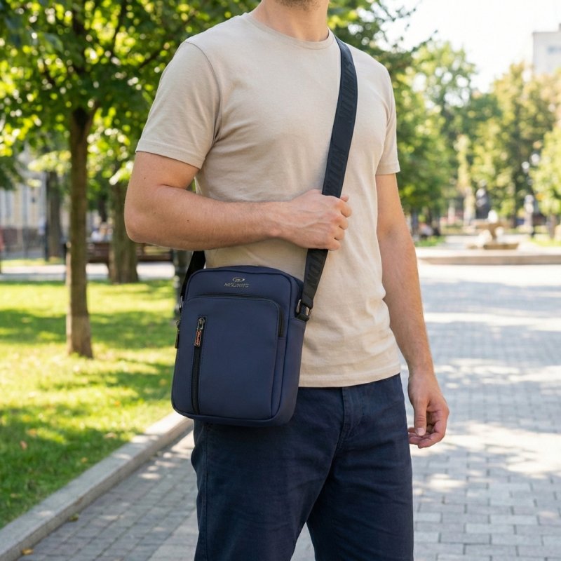 No Limits Men's Crossbody Bag with Adjustable Shoulder Strap, Waterproof, Soft-Touch, Orange Lining, Multi-Pocket, … — view 9