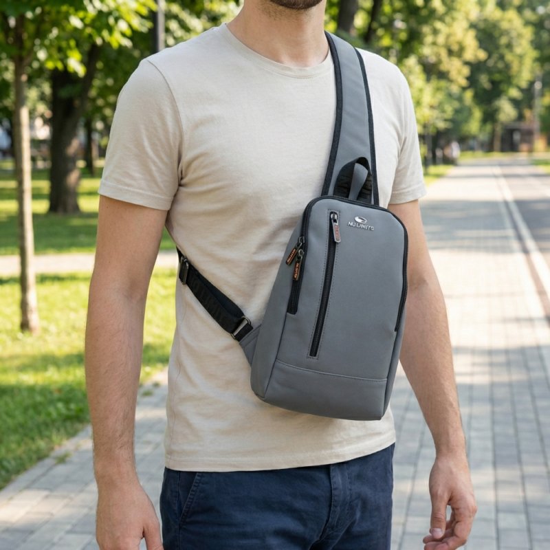 No Limits Herren Einschulter-Rucksack, Wasserdicht, Verstellbar, Soft-Touch, Orangefarbenes Futter — Ansicht 7