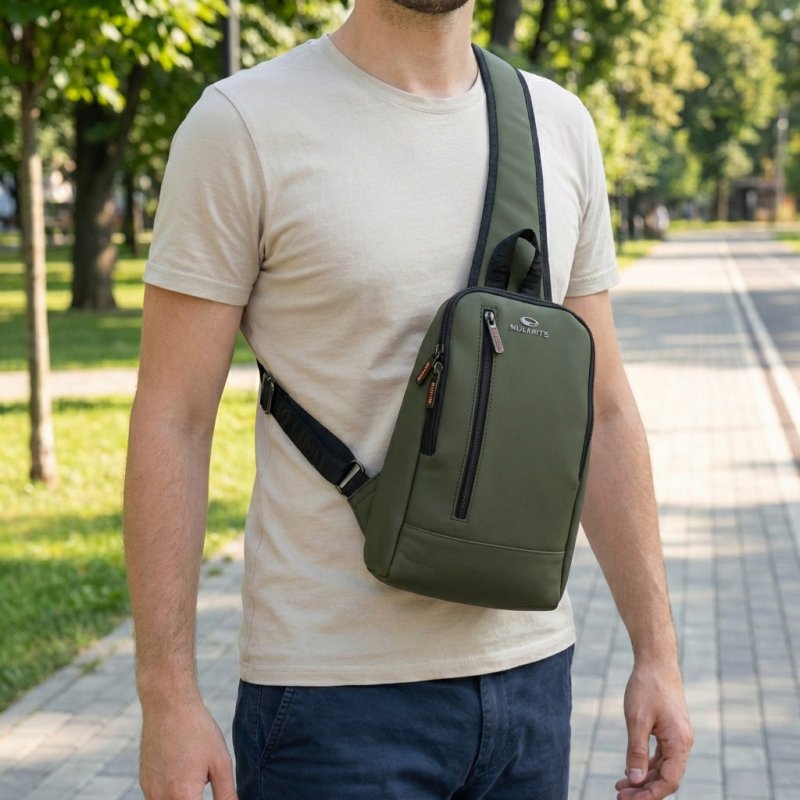 No Limits Sac à Dos Monobretelle Homme Imperméable, Bandoulière Réglable, Effet Soft-Touch et Doublure Orange — vue 12