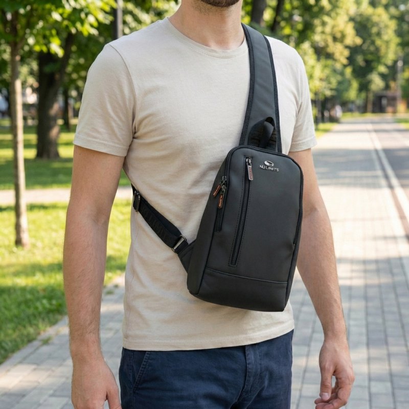 No Limits Sac à Dos Monobretelle Homme Imperméable, Bandoulière Réglable, Effet Soft-Touch et Doublure Orange — vue 17