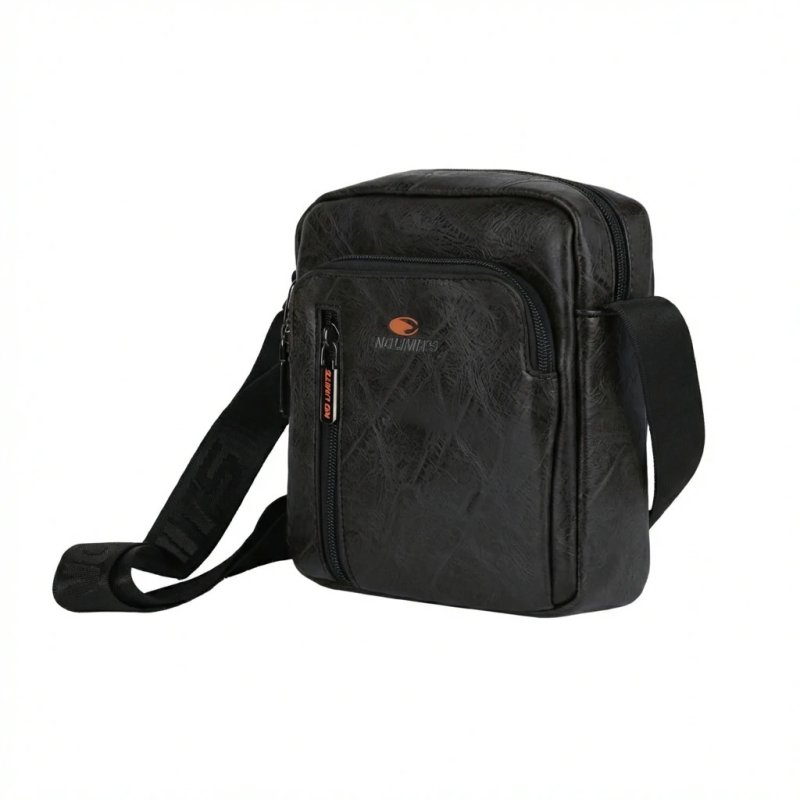 No Limits Men's Crossbody Bag, Adjustable Shoulder Strap, Waterproof, Orange Lining, Faux Leather, Small