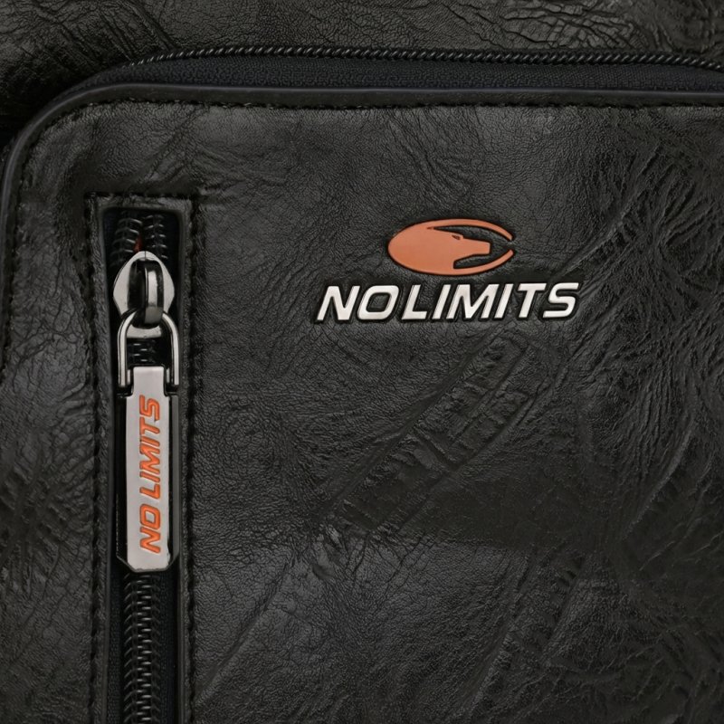 No Limits Men's Crossbody Bag, Adjustable Shoulder Strap, Waterproof, Orange Lining, Faux Leather, Small — detail