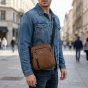 No Limits Men's Crossbody Bag, Adjustable Shoulder Strap, Waterproof, Orange Lining, Faux Leather, Small — view 8