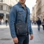 No Limits Men's Crossbody Bag, Adjustable Shoulder Strap, Waterproof, Orange Lining, Faux Leather, Small — view 13